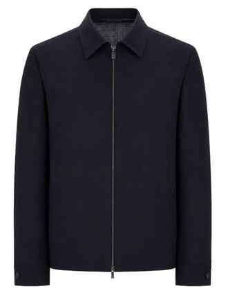 BOSS Minimalist Black Virgin Wool Jacket With Clean Zipper Closure