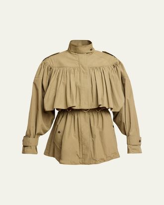 Chlo&eacute; Gathered Ruffle Short Trench Coat