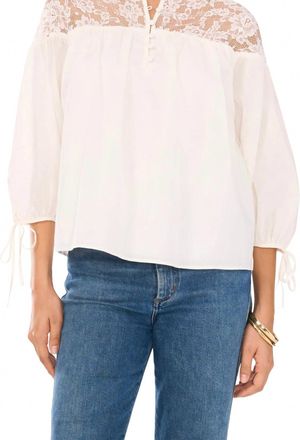 1.State Lace-Yoke 3/4-Sleeve Top In Ivory