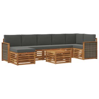 vidaXL Conjunto De Sof&aacute;s De Exterior 7 Pcs Natural Y Antracita Vidaxl
