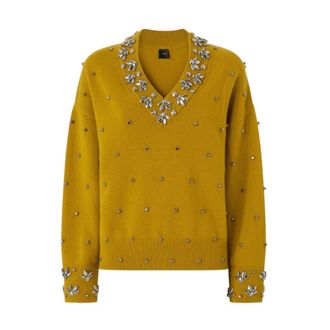 Pinko V-neck Truien - Dames - V-hals truien - Bruin - S - Wol - Truien & Vesten