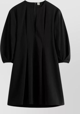 Toteme pleated puff sleeve silk blend dress