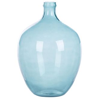 Beliani Jarr&oacute;n De Vidrio Azul Claro 39 Cm Hecho A Mano Accesorio Decorativo Mesa Moderno Interior Roti