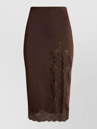 Balmain lace trim knee-length pencil skirt