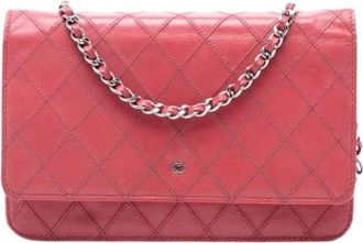 Chanel Pre-owned Wallet-on-chain - Dames - Vintage Schoudertas - Roze - ONE Size - Leer - Vintage