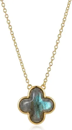 st. Moran Labradorite Quatrefoil Pendant Necklace in Green/gold at Nordstrom