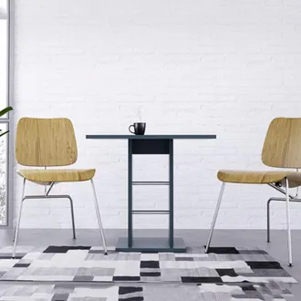 Dmora Mesa Fija Livala, 4 Plazas, Detalles En Metal, Forma Cuadrada, 76x76x74h Cm Negro Antracita