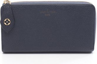Louis Vuitton Navy Navy Blue Leather Long Wallet (Bi-Fold) (Pre-Owned)