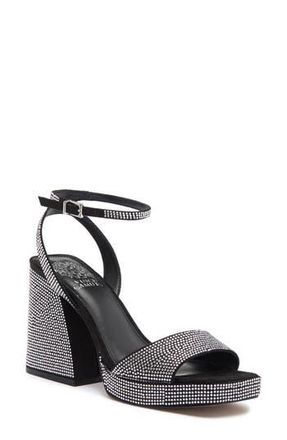 Vince Camuto Pilannaa Rhinestone Block Heel Sandal in Black at Nordstrom Rack, Size 7.5