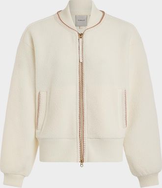 Varley Klaudia Contrast-Trim Borg Fleece Jacket