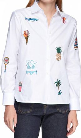 Vilagallo Isa Long Sleeve Shirt In Embroidered Blanco