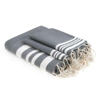 Febronie Fouta set de ba&ntilde;o (1+2) algod&oacute;n 100x200 gris medio