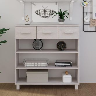 Berkfield Home Console Table HAMAR White 90x35x90 cm Solid Wood Pine | Size: 90 x 35 x 90 cm
