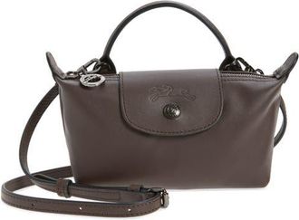 Longchamp Extra Small Le Pliage Xtra Leather Clutch in Mocha at Nordstrom
