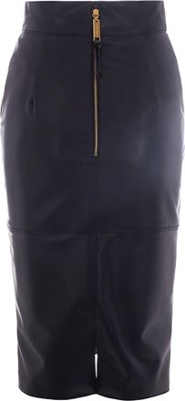 Elisabetta Franchi Womens Skirt Nappa-Effect Black Viscose Elastane