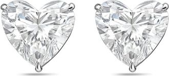 Diana M. Jewels 14Kt White Gold 15.00 cts Lab Grown Heart shaped Diamond Studs