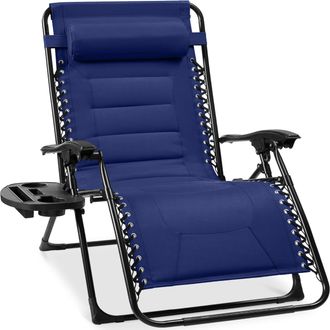 Best Choice Products Oversized Padded Zero Gravity Chair, Folding Outdoor Patio Recliner w/ Side Tray