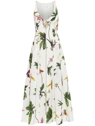 Oscar De La Renta Abito Orchid con zip - Bianco