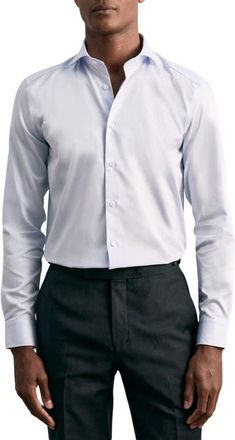 Reiss Remote Slim Fit Cotton Button-Up Shirt in Mid Blue at Nordstrom, Size Xx-Large