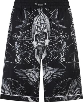 Philipp Plein Silk Bowling Shorts - Heren - Korte Broeken - Zwart - 2XL - Korte Broeken