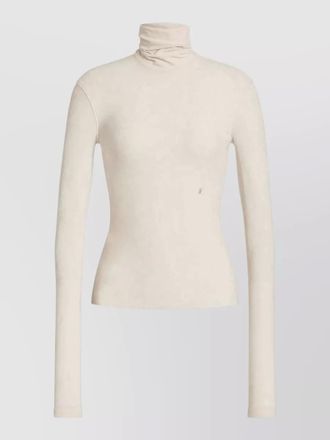 Alberta Ferretti knit dress belted waist lace hem turtleneck