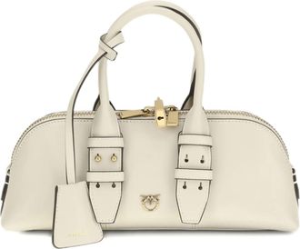 Pinko White Bowling Bag Horizontal Synthetic Handbag