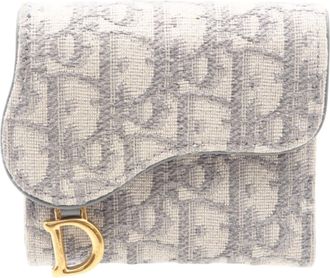 Dior Gray Canvas Leather Wallet (Tri-Fold) (Pre-Owned)