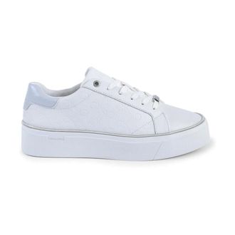 Calvin Klein Schoenen, Dames, Wit, 38 EU, Leer, Witte Leren Platform Sneaker