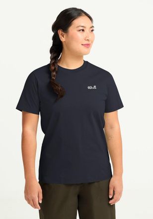 Jack Wolfskin T-Shirt JACK WOLFSKIN ESSENTIAL T W, Damen, Gr. L (42/44), schwarz navy, Obermaterial: 100% Baumwolle, normal, Rundhals, Shirts T-Shirt