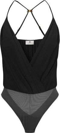 Elisabetta Franchi Body, female, Black, Size: 2XS Bodysuit in viscose georgette fabric