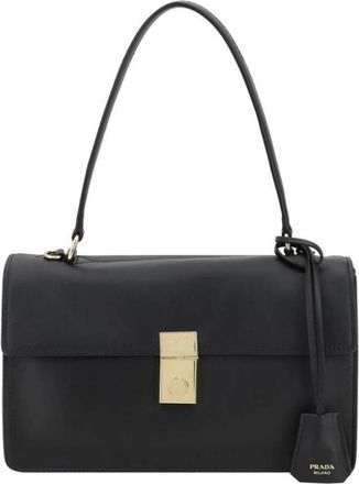 Prada Tassen, Dames, Zwart, ONE Size, Leer, Moderne Geometrische Schoudertas