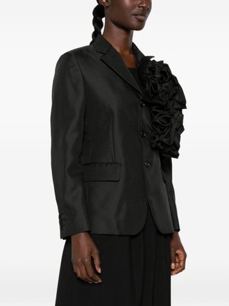 Comme Des Gar&ccedil;ons Ruffled-Corsage Wool Blazer - Black