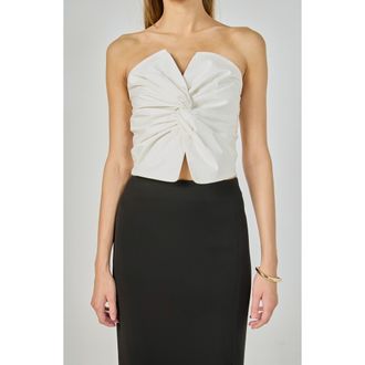 endless rose Twist Knot Cropped Tube Top in White at Nordstrom, Size X-Small