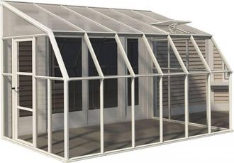 Palram Lean To Greenhouse Sun Room Clear 8 x 12 - L384 x W257 x H266 cm in White