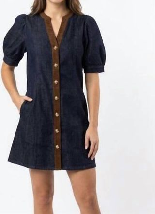 THML Clothing Denim Shirt Dress In Blue