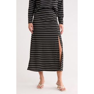 Go Couture Slit Maxi Skirt in Black Stripe at Nordstrom Rack, Size X-Large
