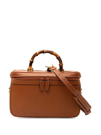 Gucci 20th Century Leather Bamboo vanity bag - women - Calf Leather - One Size - Brown