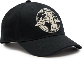 Les Deux Globe Embroidered Cotton cap - Black - One Size