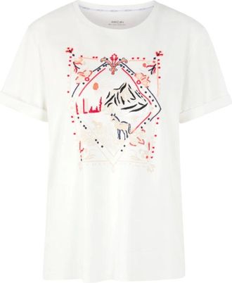 Marc Cain T-shirt met print - Dames - Tops - Wit - Maat: S Katoen