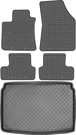 OEM Renault Megane Iv Hatchback A Partir De 2016 Set - Alfombrillas De Goma Para Coche + Alfombrilla Para Maletero