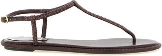 Rene Caovilla Brown Open Round Toe Sandals