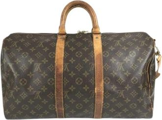 Louis Vuitton Pre-owned Monogram Canvas Boston Tas - unisex - Vintage Weekendtas - Bruin - ONE Size - Leer - Vintage