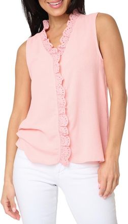Gibsonlook Embroidered Eyelet Trim Button-Up Top in Mauve at Nordstrom, Size Xx-Small