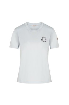 Moncler WOMENS BRANDED COTTON T SHIRT Size: L, colour: BLUE