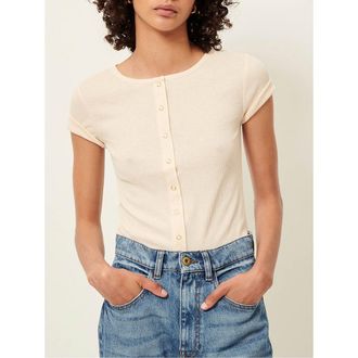 Sessun Geribd T-shirt met korte mouwen en drukknopen, CLARKE & CLARKE