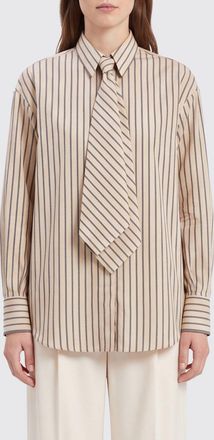 Brunello Cucinelli Striped Cotton Shirt with French Collar and Concealed Placket