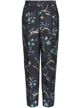 Giorgio Armani Broek met bloemenprint - Zwart