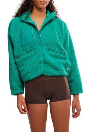 Free People FP Movement Hit the Slopes Fleece Jacket in Green Glow at Nordstrom Rack, Size Large