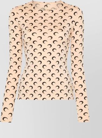 Marine Serre printed jersey long-sleeve crew-neck top