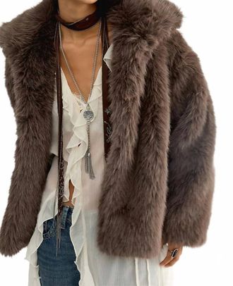 Citizens Of Humanity Liliana Funnel-Neck Faux Fur Jacket In Violet Oak